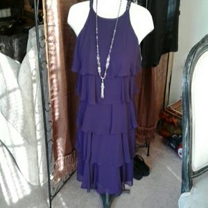 Lady's, Petite, Ruffled, Purple Dress